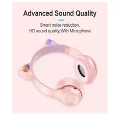 GENERICO - AUDIFONO GATITO BLUETOOTH SONIDO ESTEREO CON MICROFONO LUZ RGB