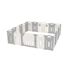 LA SONAJA - CORRAL PLAYPEN TEDDY PLEGABLE (BLANCO+GRIS) 1.90 x 1.98 M