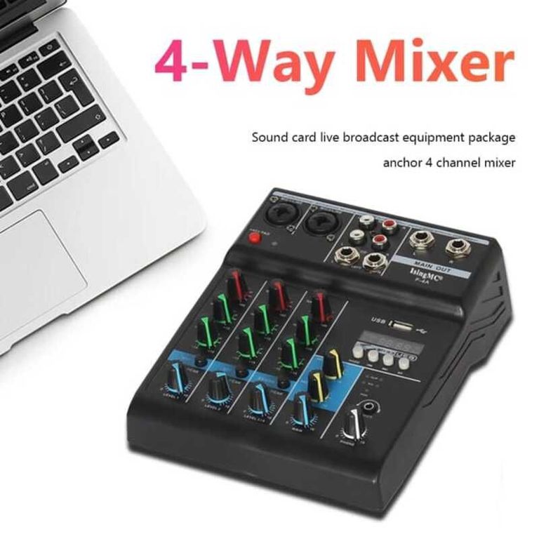 Mezclador de Audio Inalámbrico de 4 Canales Mezcla de Sonido USB Y BT