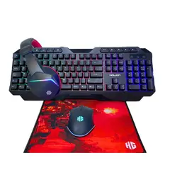 HALION - Kit gamer Mercury 4 en 1 Ha-404c : Audífono + teclado + mouse + pad.