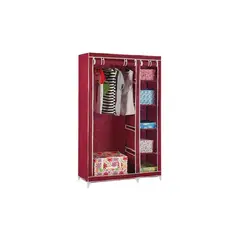 GENERICO - Ropero armable 2 cuerpos GUINDA estante para colgadores y ropa.