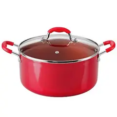 OSTER - Olla OS-16727 con Tapa de Vidrio Templado 5 Litros Rojo