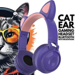 OEM - Audífonos Bluetooth On-ear con Micrófono Orejas de Gato - Lila
