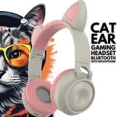 OEM - Audífonos Bluetooth On-ear con Micrófono Orejas de Gato - Gris