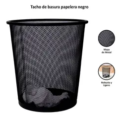 GENERICO - Tacho Papelera Metálico Negro 24X27Cm
