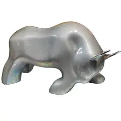 PERU - Adorno Decorativo de toro en ceramica color plomo