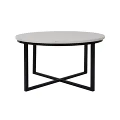 DECORATI - Mesa de Centro Redonda Joy de Mármol Blanco Negro