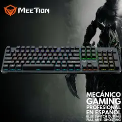 MEETION - Teclado Gamer Mecánico RGB MK007 en Español Customizable BLUE SWITCH OUTEMU ANTI-GHOSTING
