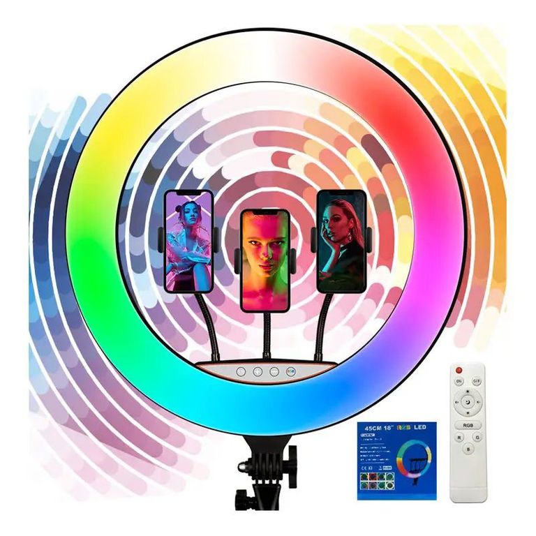 Aro Led 45 CM Color RGB PRO + Trípode + CONTROL REMOTO