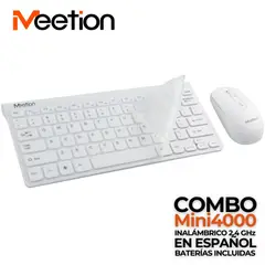 MEETION - Teclado Mouse Kit Inalámbrico 2.4 GHz incluye Baterías - Blanc