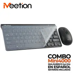 MEETION - Teclado Mouse Kit Inalámbrico 2.4 GHz incluye Baterías - Negro