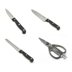 PRESS - Set de Cuchillos 3 Piezas y Tijera Multiuso -