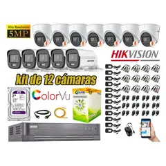 HIKVISION - CÁMARAS SEGURIDAD KIT 12 5MP DISCO 2TB COLORVU VISION COLOR