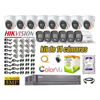 HIKVISION - CÁMARAS SEGURIDAD KIT 14 5MP DISCO 2TB COLORVU VISION COLOR