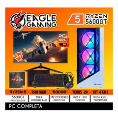 AMD - PC GAMER COMPLETA RYZEN 5 5600GT RAM 16GB SSD 500GB MONITOR 24 FHD KIT