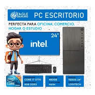 INTEL - Computadora pc core i7 3770 3.4 ghz ram 16gb + ssd 480gb monitor 24 fhd