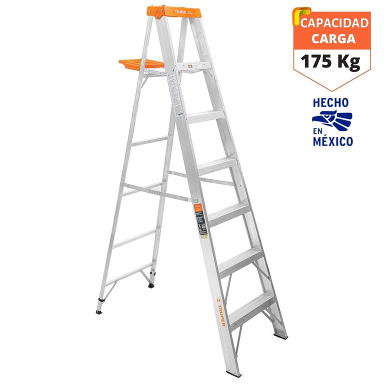 Escalera tijera 6 peldaños soporta 175 kg.