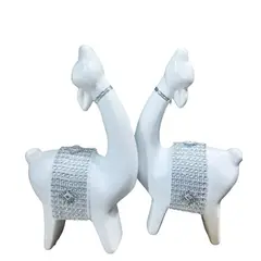 PERU - Adorno Decorativo pareja vicuña con piedras brillantes color blanco