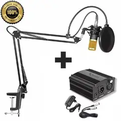 DREIZT - Combo Micrófono Bm800 profesional y Phantom Power