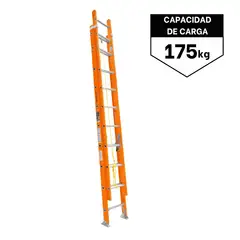 TRUPER - Escalera telescópica 20 peldaños fibra de vidrio soporta 175 Kg
