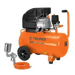 TRUPER - Combo compresora 50L manguera y pistola para pintar
