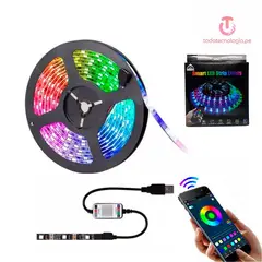 SEISA - Cinta luz led RGB 5 M + App Bluetooth Con Control Smart TV Decoration