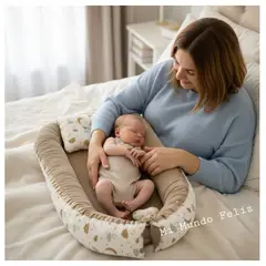 GENERICO - Cuna Colecho Bebe Con Almohada Pima BEIGE