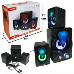 SEISA - Parlante Subwoofer Pc Iluminacion Rgb Cable Aux 35mm Color Negro