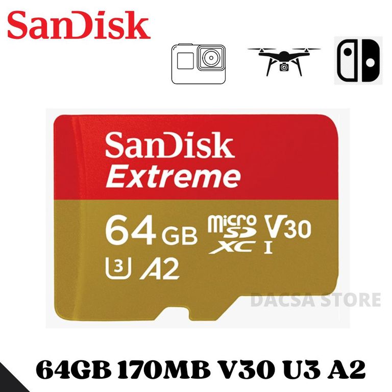 Memoria microsd extreme 64gb 170mb/s dorado