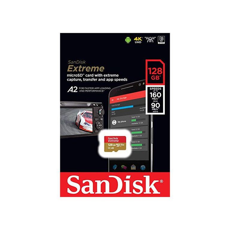 Memoria microsd 128 gb extreme 4k p/ gopro 190mb