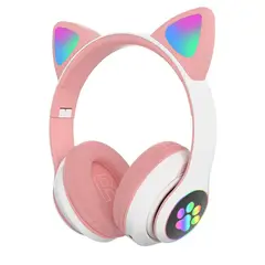 SEISA - Audífonos inalámbricos Bluetooth - Oreja de Gato - Rosado
