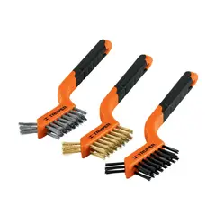 TRUPER - Juego de 3 mini cepillos de alambre,