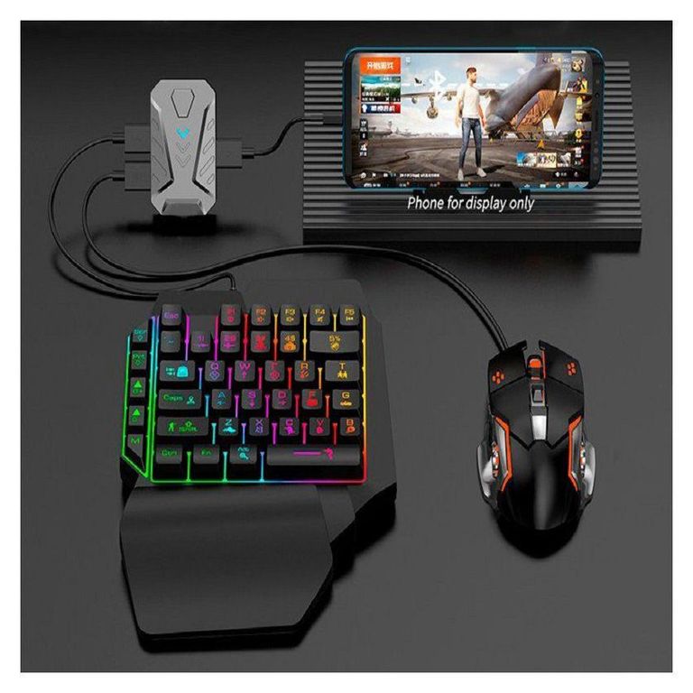 Teclado mouse y adaptador gamer para celular android