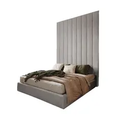 GENERICO - Cama Tapizada Beirut 2 Plazas color Plata