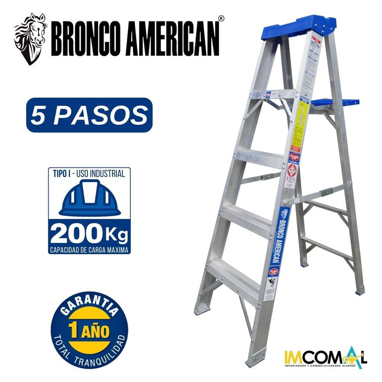 Escalera Aluminio Tijera Simple Ascenso de 5 Pasos.