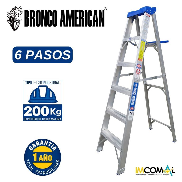 Escalera Aluminio Tijera Simple Ascenso de 6 Pasos.