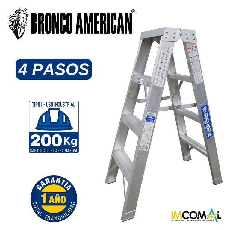 Escalera Aluminio Tijera Doble Ascenso de 4 Pasos.