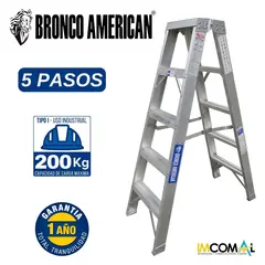 BRONCO AMERICAN - Escalera Aluminio Tijera Doble Ascenso de 5 Pasos.