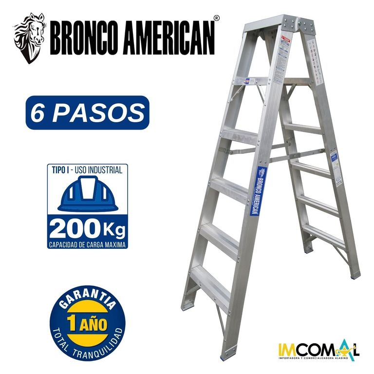 Escalera Aluminio Tijera Doble Ascenso de 6 Pasos.