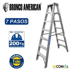 BRONCO AMERICAN - Escalera Aluminio Tijera Doble Ascenso de 7 Pasos.