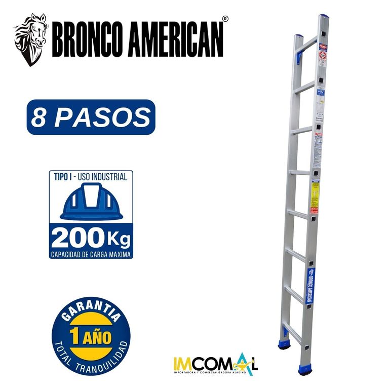 Escalera Aluminio Tipo Arrimo de 8 Pasos.