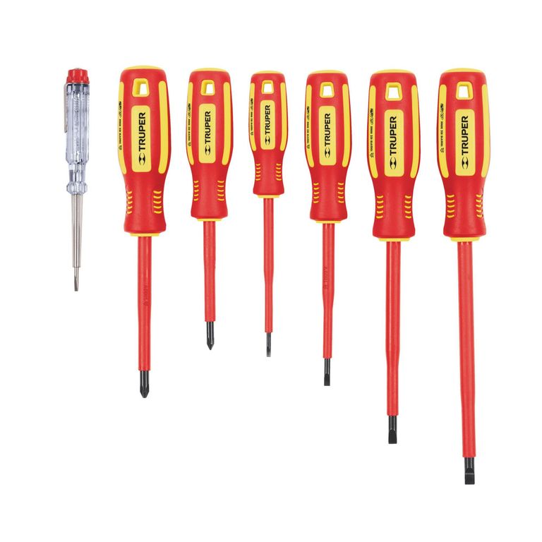 Kit desarmadores dieléctricos 1000V y probador de corriente