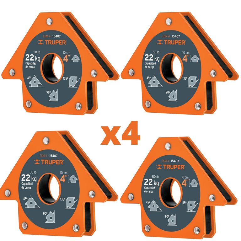 Escuadra magnetica para soldar, 22 Kg, 4 piezas