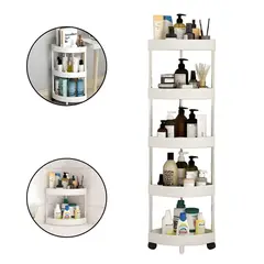 ELMEJORPRECIO - Organizador Esquinero Con Ruedas de 5 Niveles para Cocina, Baño Blanco