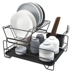 ELMEJORPRECIO - Escurridor De Platos De 2 Niveles Con Porta Cubiertos y Bandeja