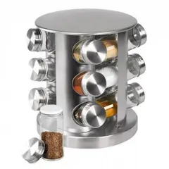ELMEJORPRECIO - Set De 12 Condimenteros Giratorio De Acero Inoxidable Redondo