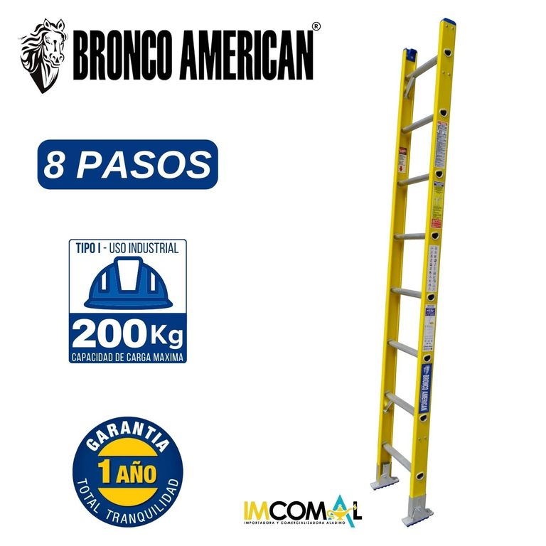 Escalera Fibra de Vidrio Tipo Arrimo de 08 Pasos.