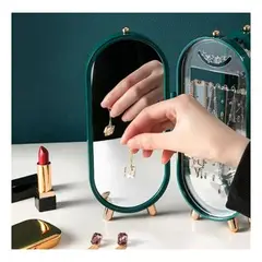 GENERICO - Organizador joyero plegable de 4 cuerpos con espejo de calidad