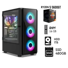 AMD CORP - COMPUTADORA PC GAMER RYZEN 5-5600GT 32Ghz Ram 16GB Disco 1TB+SSD 480GB CASE RGB
