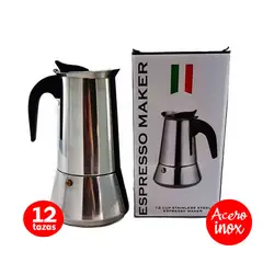 GENERICO - Cafetera Italiana 12 Tazas Acero Inoxidable Espresso Maker